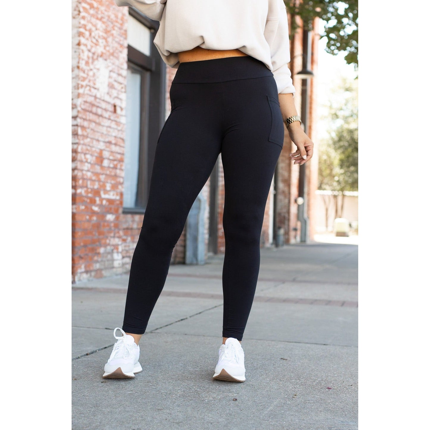 Ready to Ship | BLACK FULL-LENGTH Leggings with POCKET - Luxe Leggings by Julia Rose®