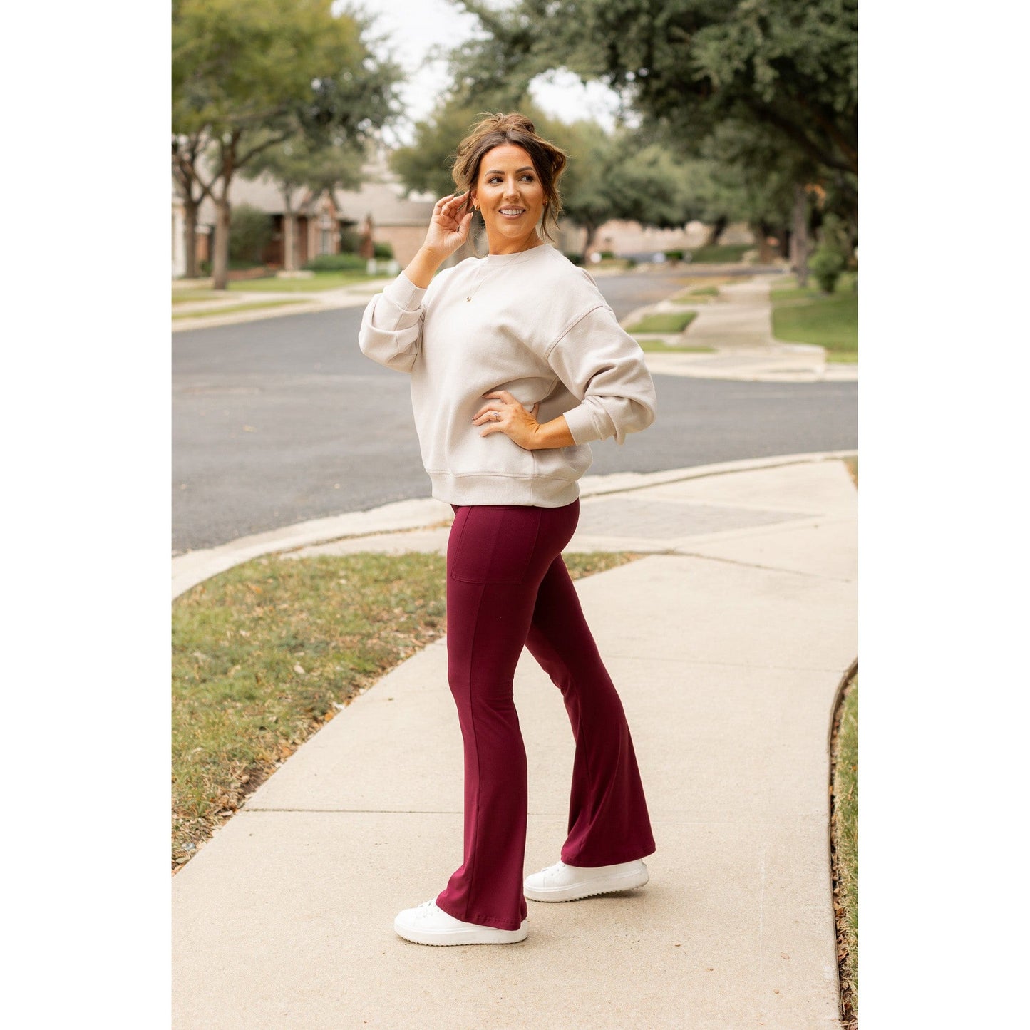 PreOrder  | The Maeve - 30"  MAROON Bootcut Leggings with Pockets - Round 2