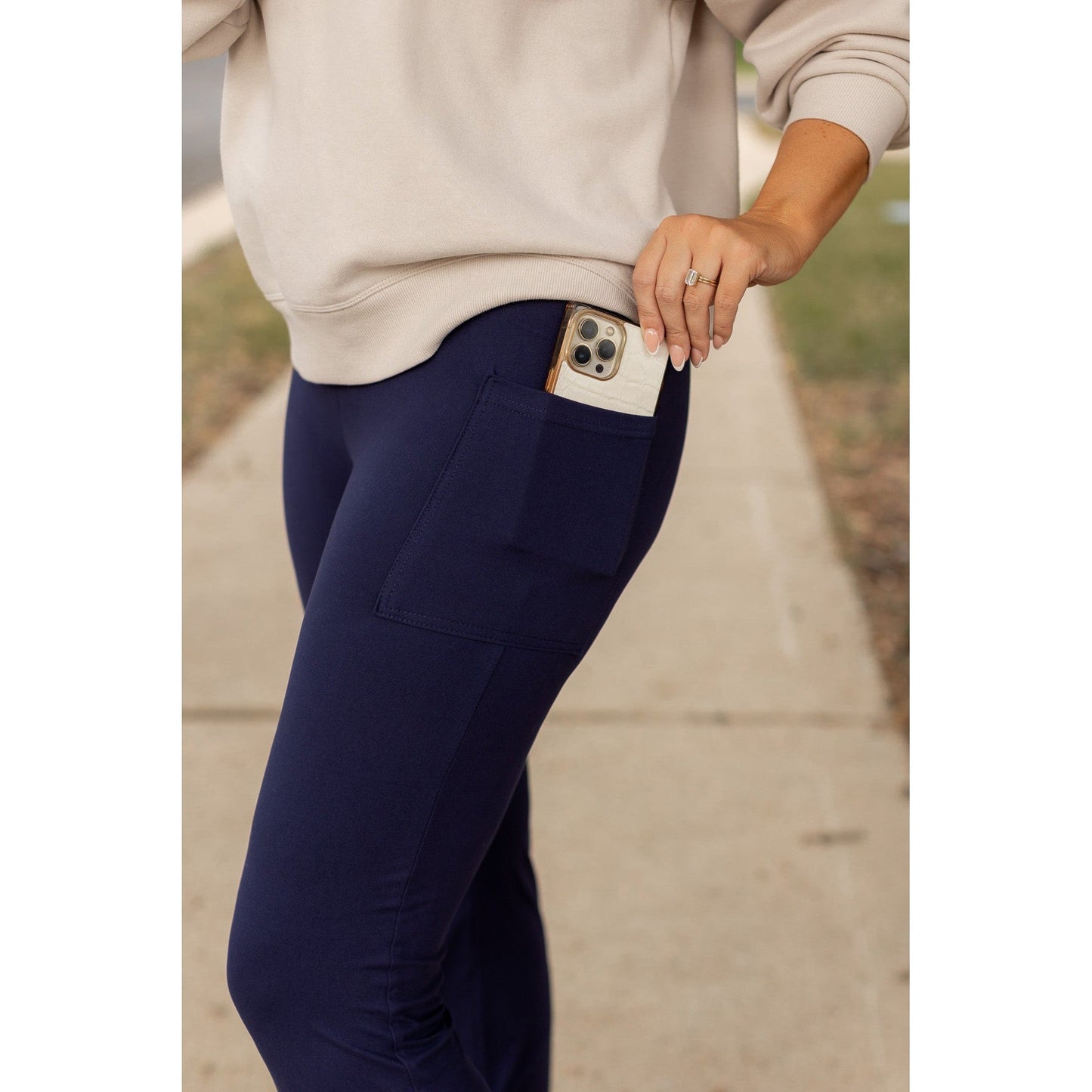 PreOrder  | The Mila - 30"  NAVY Bootcut Leggings with Pockets Round 2