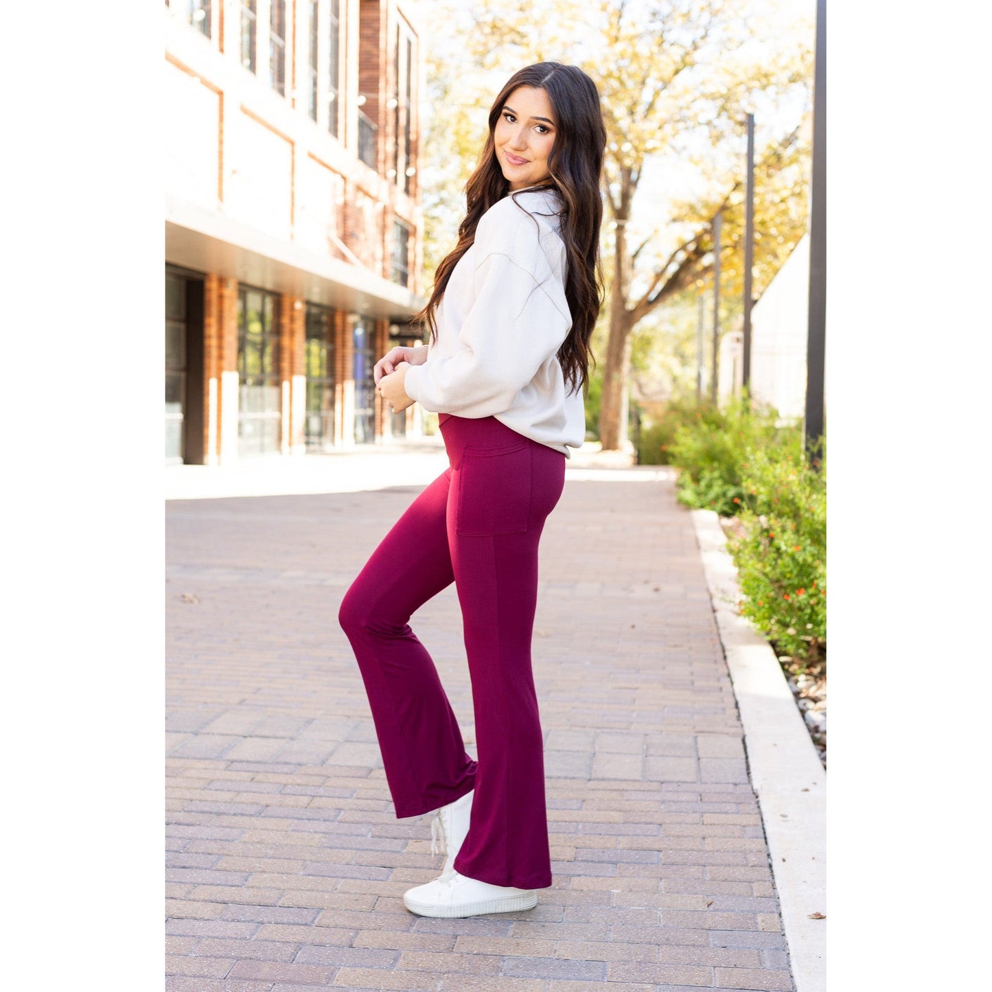 PreOrder  | The Maeve - 30"  MAROON Bootcut Leggings with Pockets - Round 2