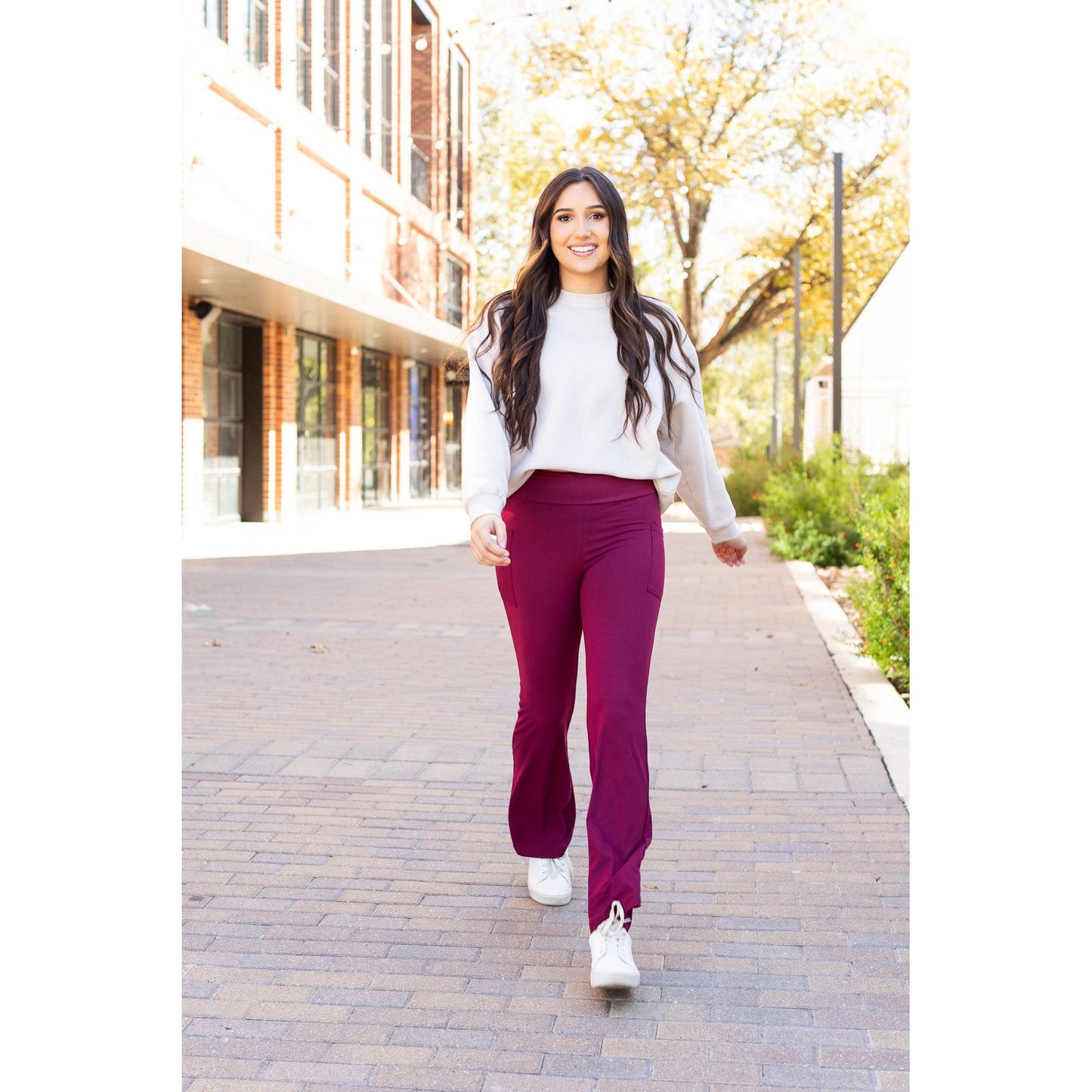 PreOrder  | The Maeve - 30"  MAROON Bootcut Leggings with Pockets - Round 2