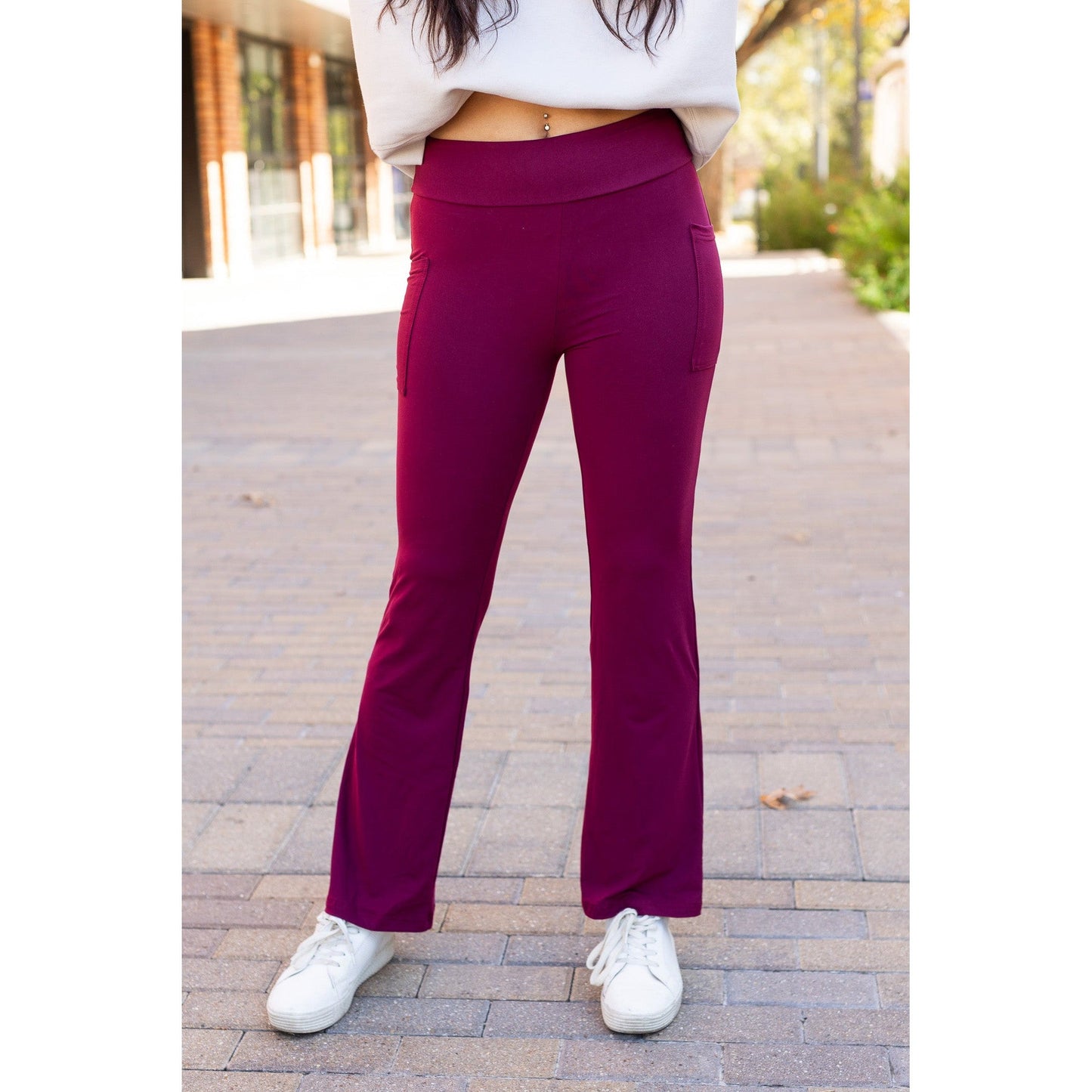 PreOrder  | The Maeve - 30"  MAROON Bootcut Leggings with Pockets - Round 2