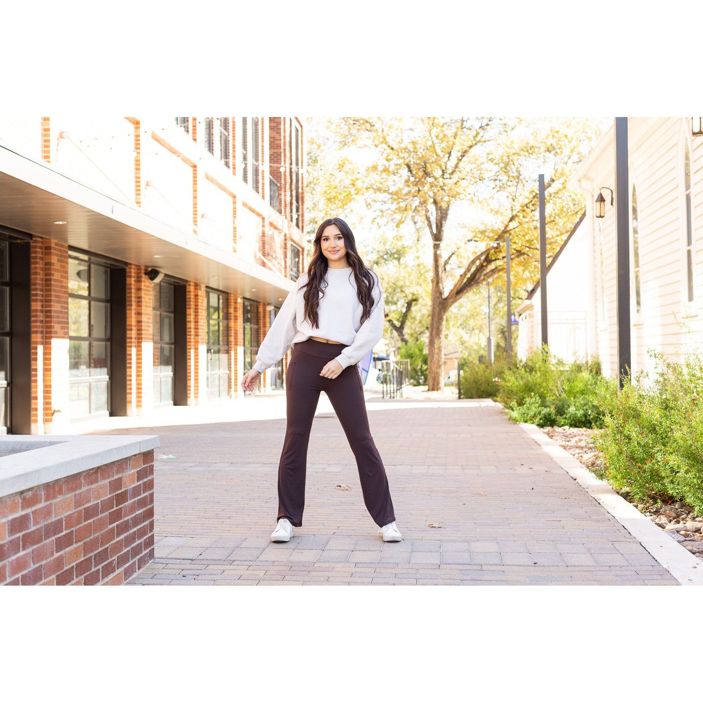 Ready to Ship | The Rhea - 30"  BROWN Bootcut Leggings with Pockets*