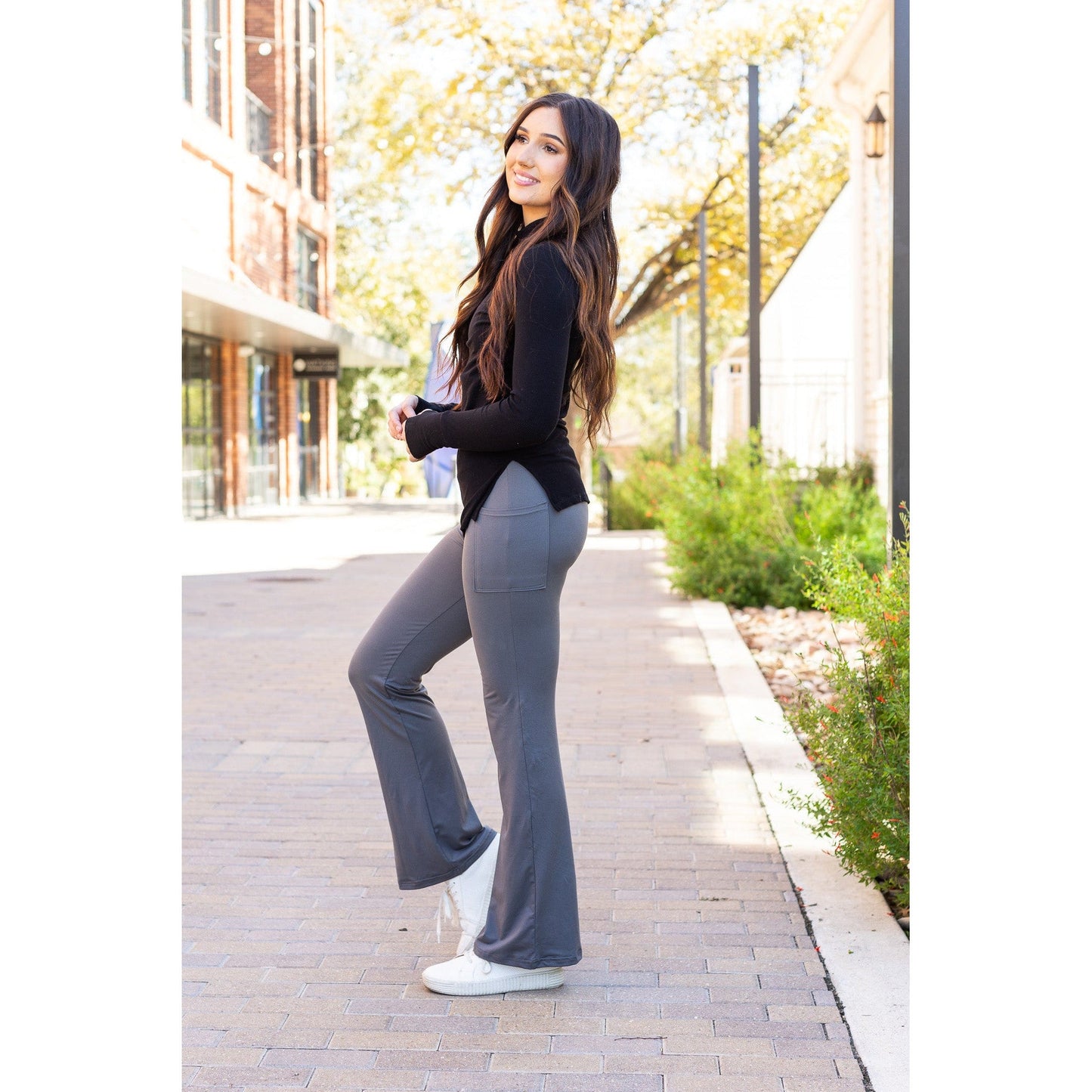 PreOrder | The Cassie - 30"  CHARCOAL Bootcut Leggings with Pockets - Round 2