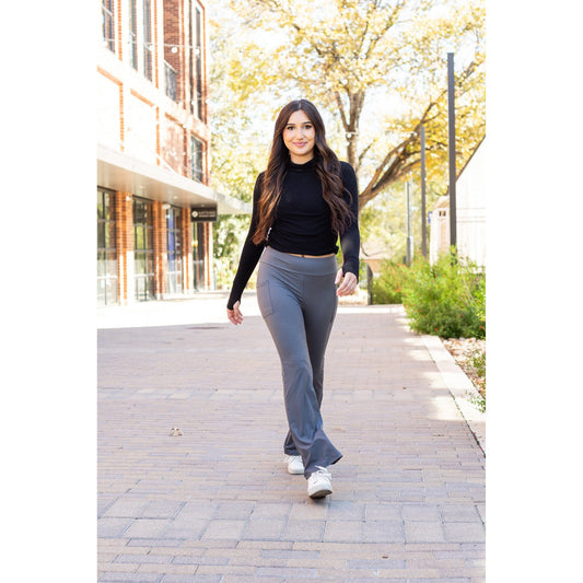 PreOrder | The Cassie - 30"  CHARCOAL Bootcut Leggings with Pockets - Round 2