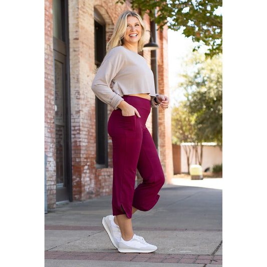 Ready to Ship | The Courtney - Maroon High Waisted Gaucho Pants - ROUND 2