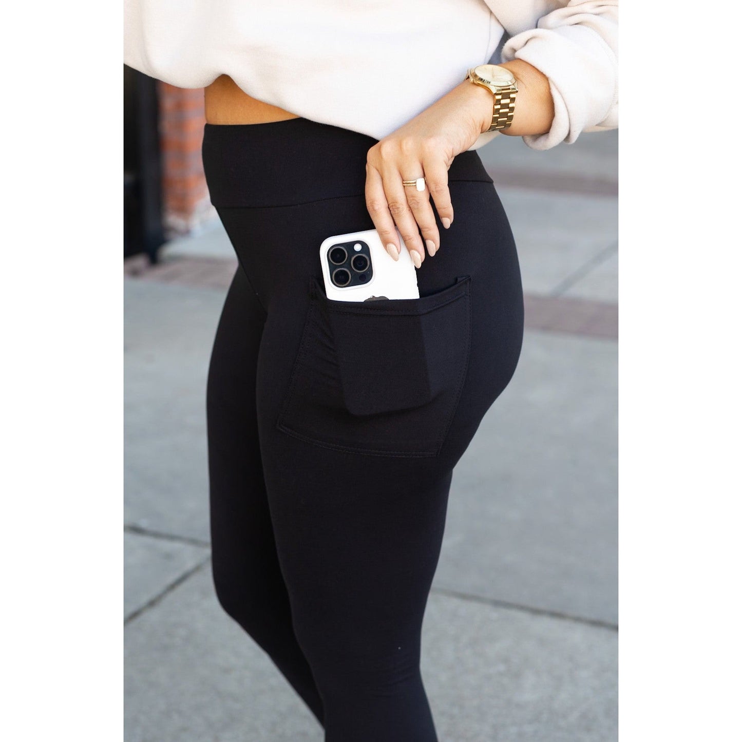 Ready to Ship | BLACK FULL-LENGTH Leggings with POCKET - Luxe Leggings by Julia Rose®