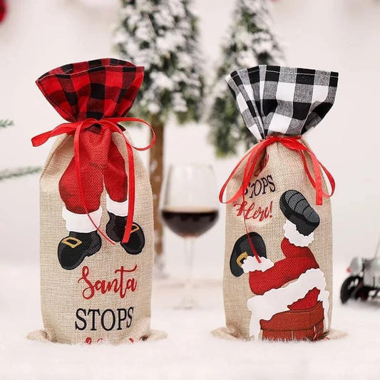 Ready to Ship | Santa Stops Here Wine Bottle Cover